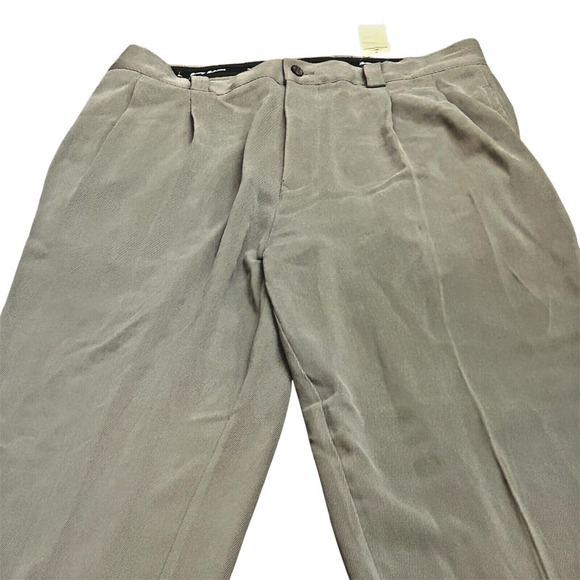 Tommy Bahama Silk Pants Mens 34X34 Tall Almond Green Pleated